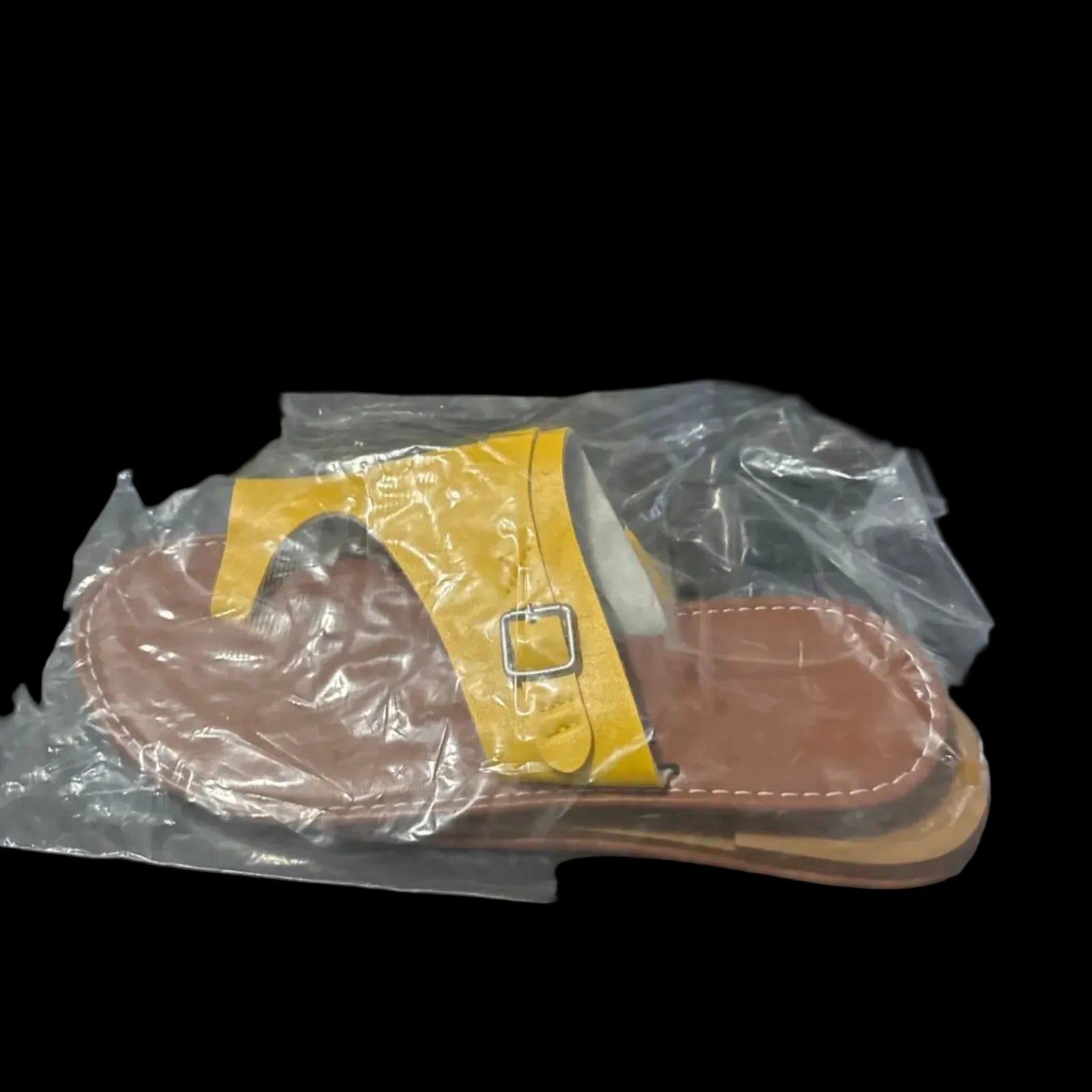 Women’s Yellow Slide Sandals – Adjustable Buckle Flat Sandals, Stylish Summer Slip-On Casual Shoes