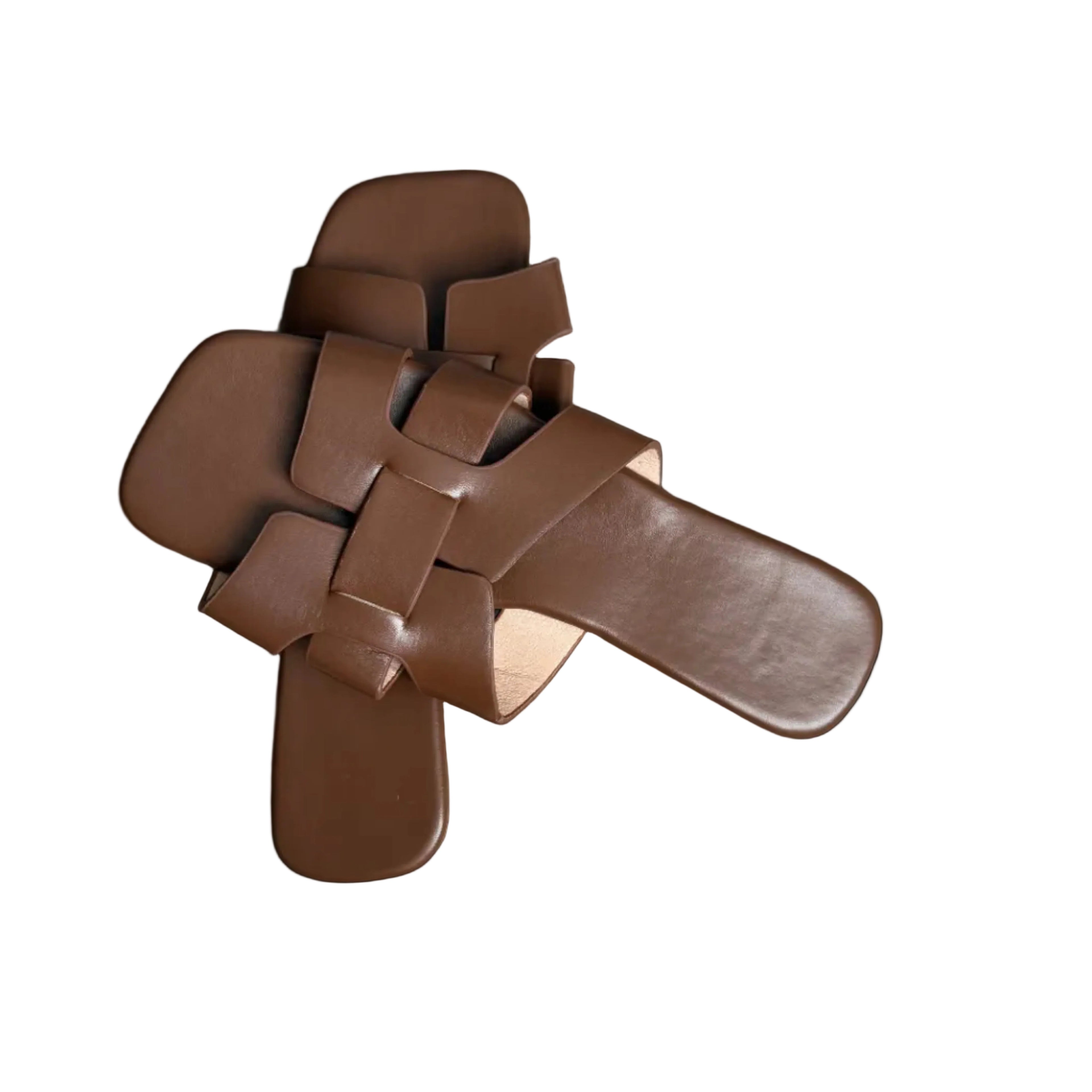 Women’s Brown Slide Sandals – Elegant Flat Summer Sandals